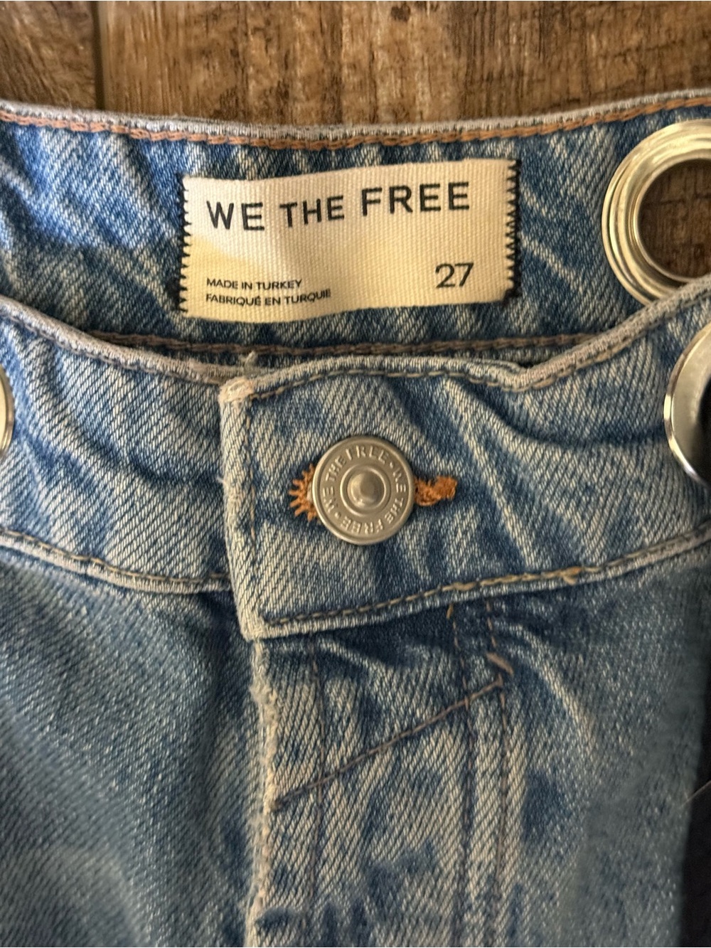 We The Free Low-Slung Moxie Barrel Jeans - Blue Patchwork - Picture 3 of 3
